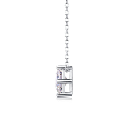 Silver-Tone Princess Cut Bezel Necklace - View 4 - Smonu