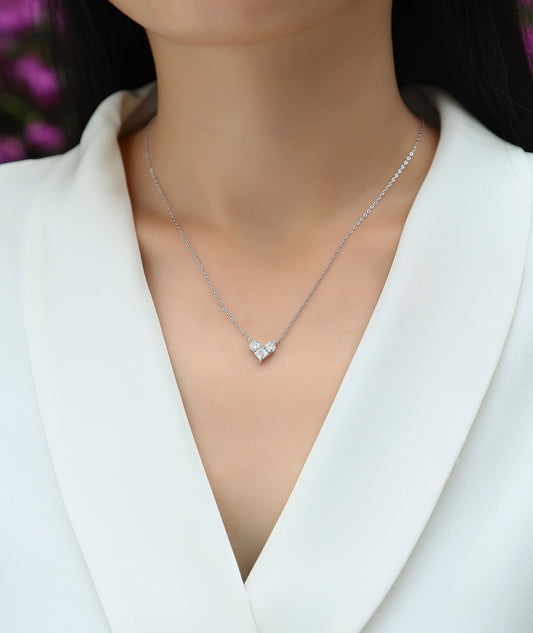 Silver-Tone Heart Pendant Necklace - View 1 - Smonu