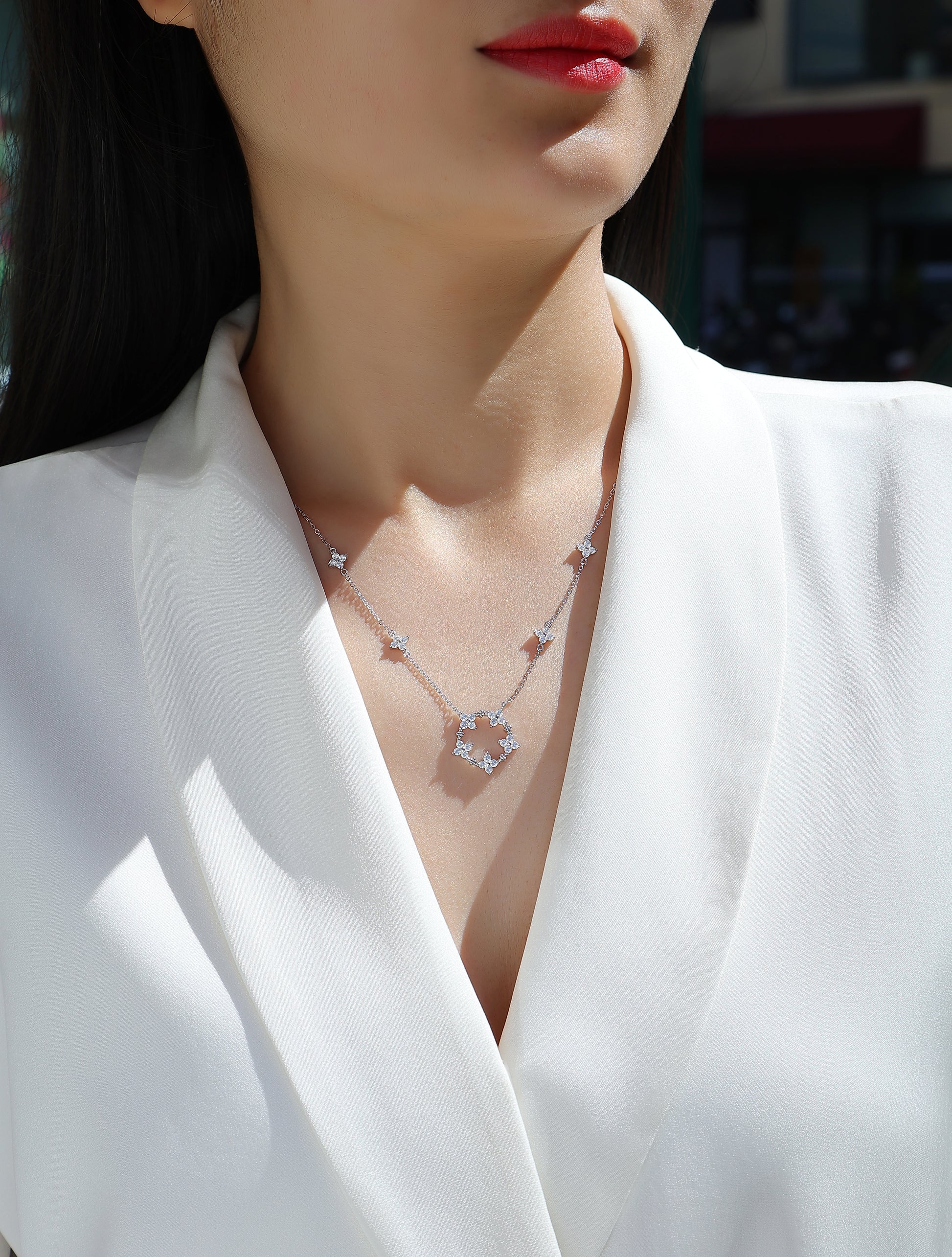 Silver-Tone Celestial Star Pendant Necklace - View 5 - Smonu