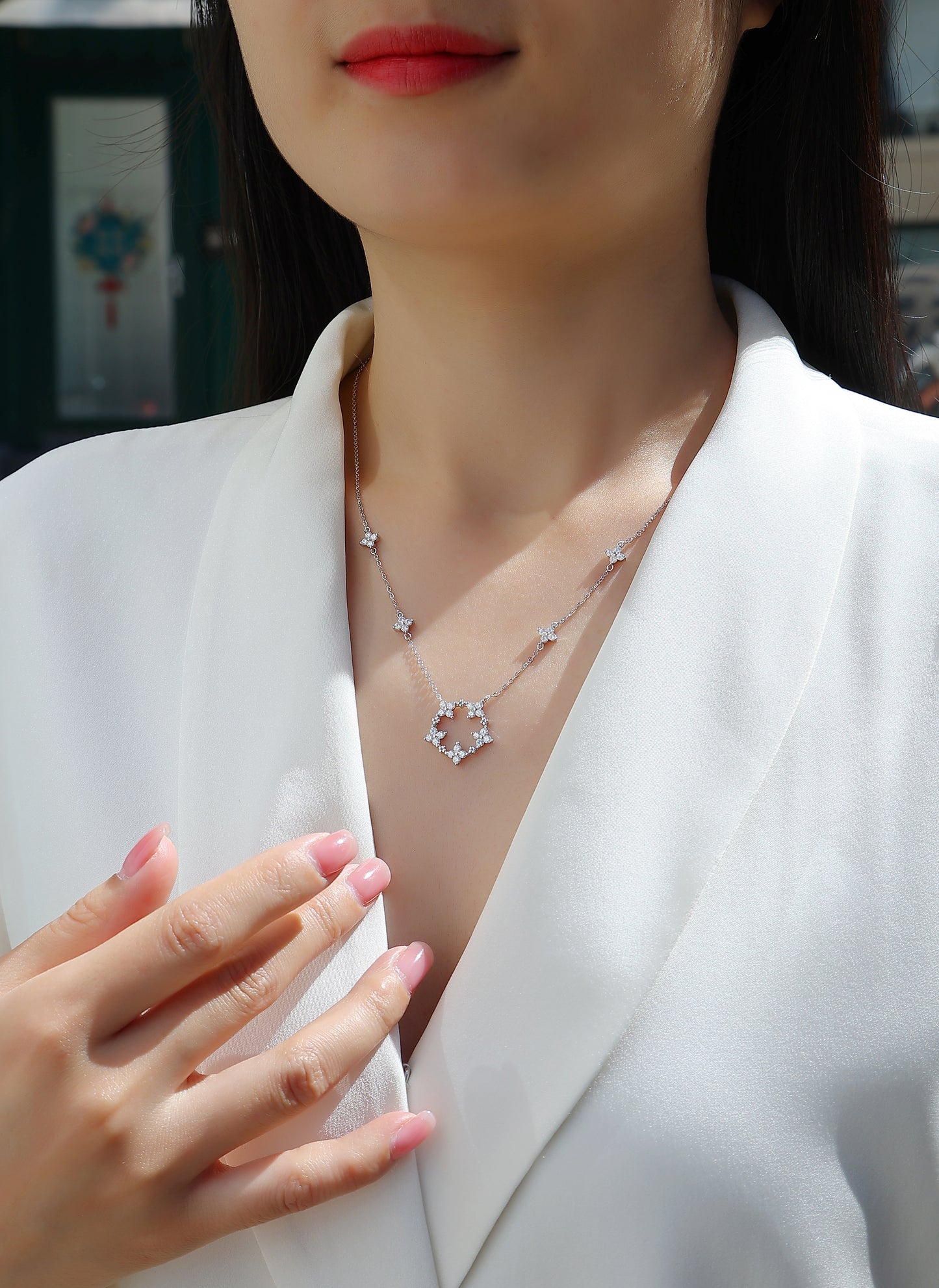 Silver-Tone Celestial Star Pendant Necklace - View 6 - Smonu