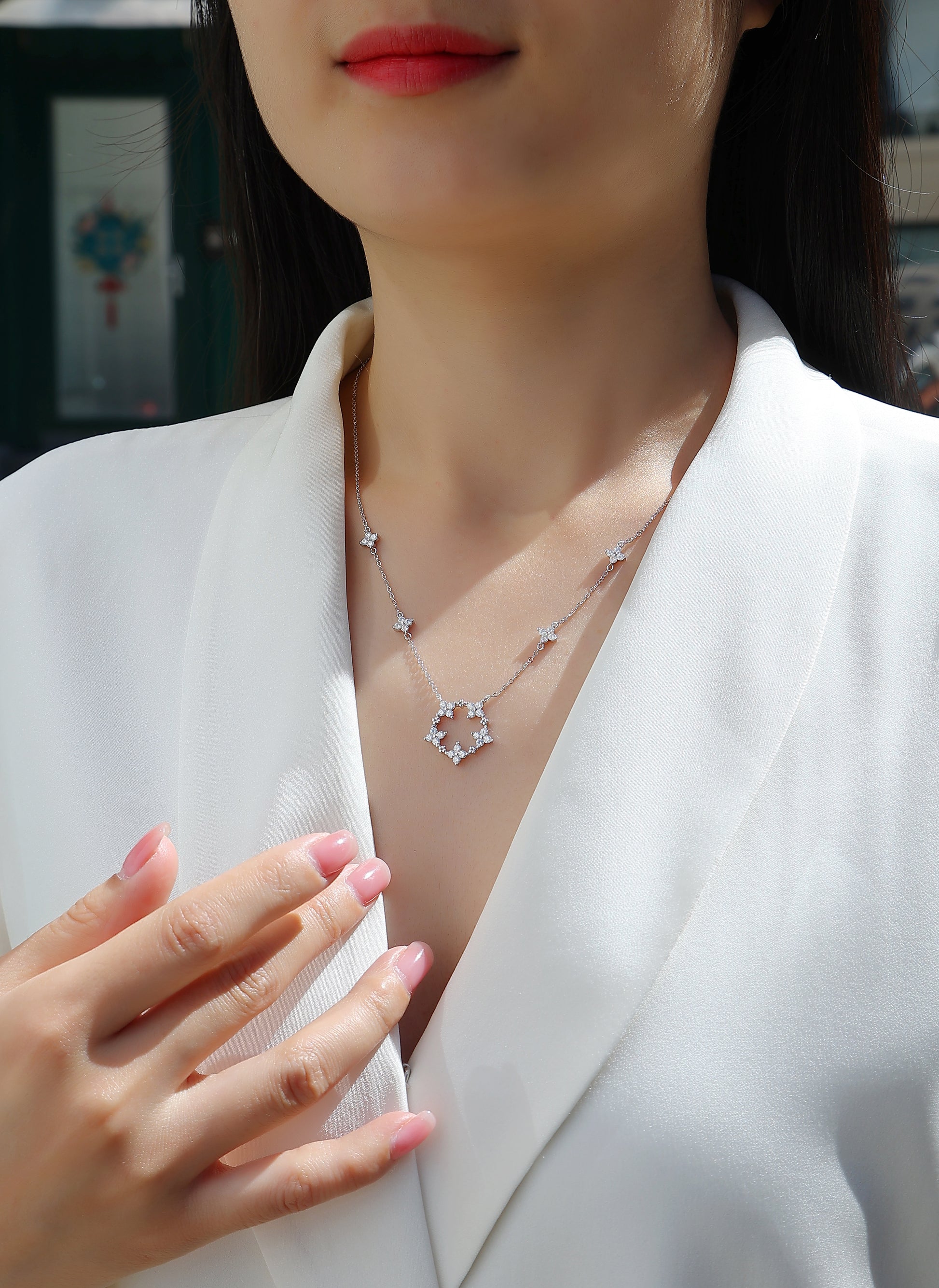 Silver-Tone Celestial Star Pendant Necklace - View 6 - Smonu
