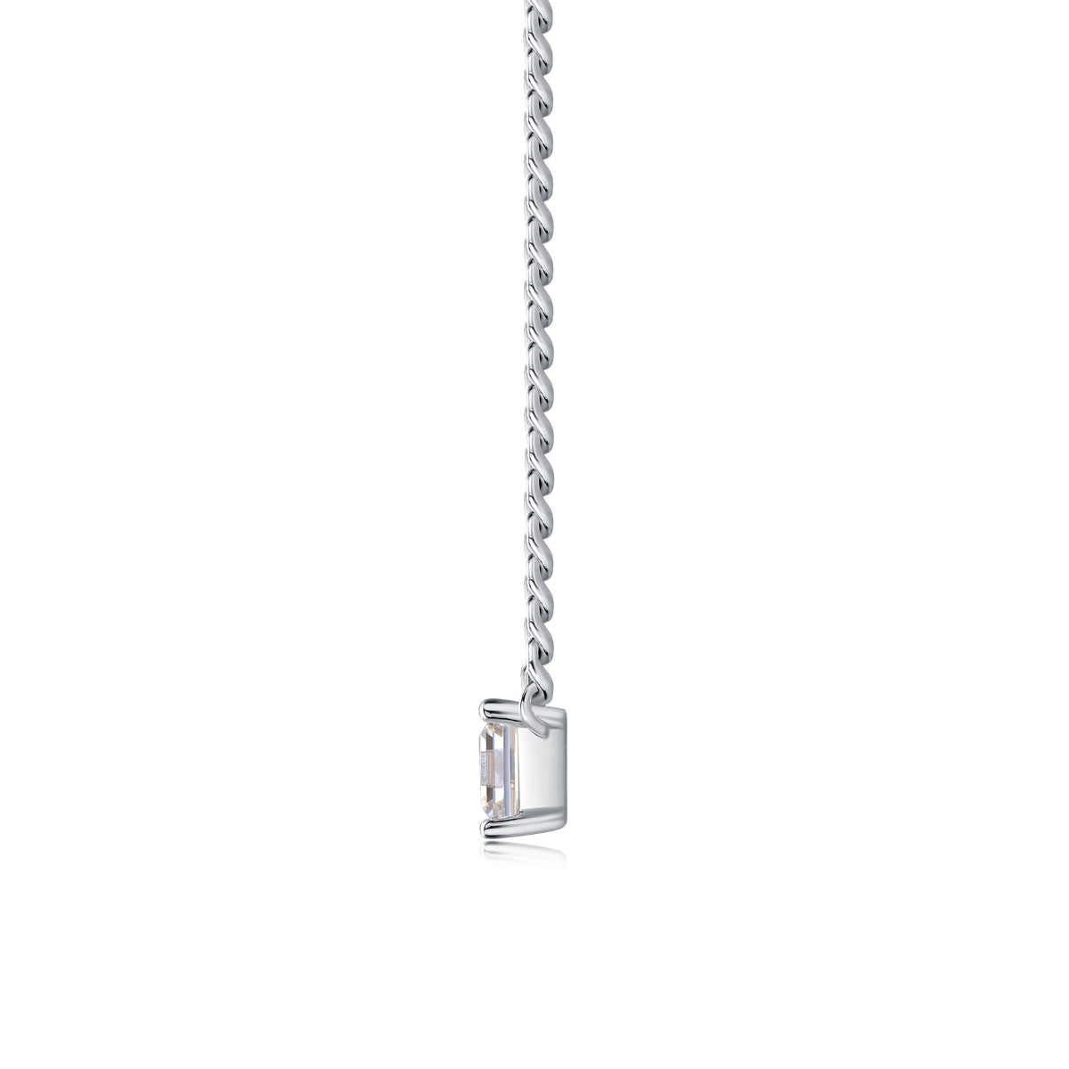 Silver-Tone Princess Cut Pendant Necklace - View 4 - Smonu