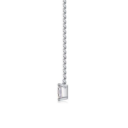 Silver-Tone Princess Cut Pendant Necklace - View 4 - Smonu