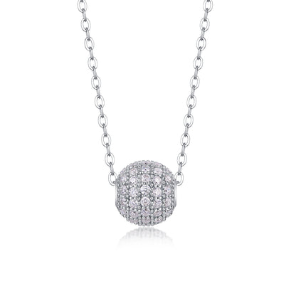 Silver-Tone Spherical Pendant Necklace - View 7 - Smonu