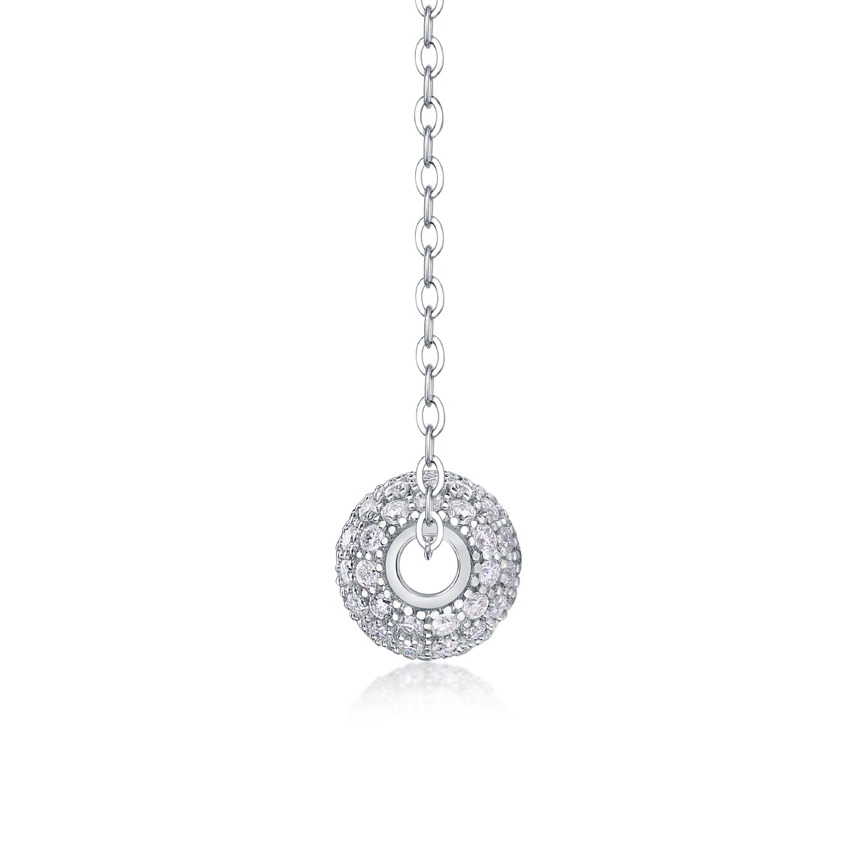 Silver-Tone Spherical Pendant Necklace - View 8 - Smonu
