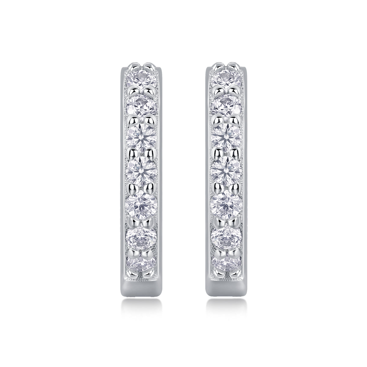 Silver-Tone Pavé Small Hoop Earrings - View 1 - Smonu