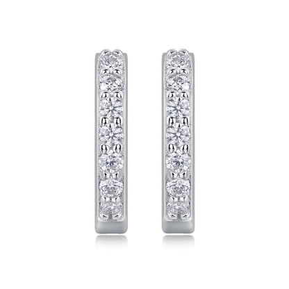Silver-Tone Pavé Small Hoop Earrings - View 1 - Smonu