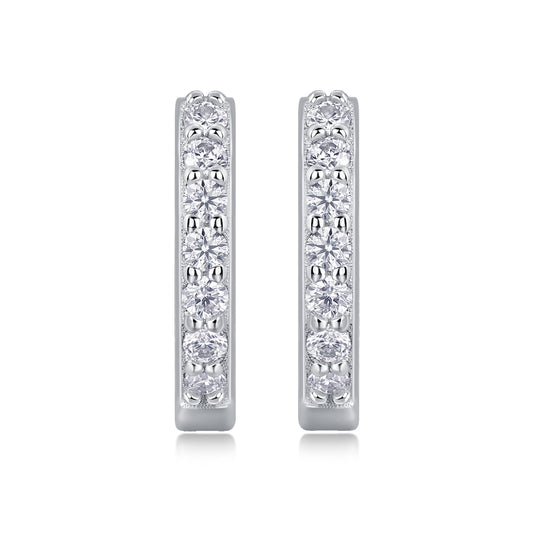 Silver-Tone Pavé Small Hoop Earrings - View 1 - Smonu
