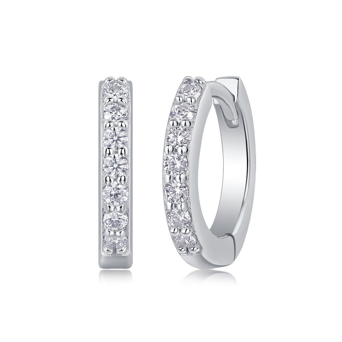 Silver-Tone Pavé Small Hoop Earrings - View 2 - Smonu