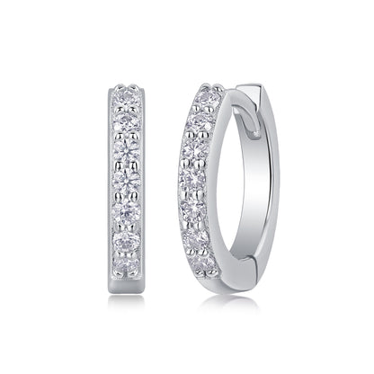 Silver-Tone Pavé Small Hoop Earrings - View 2 - Smonu