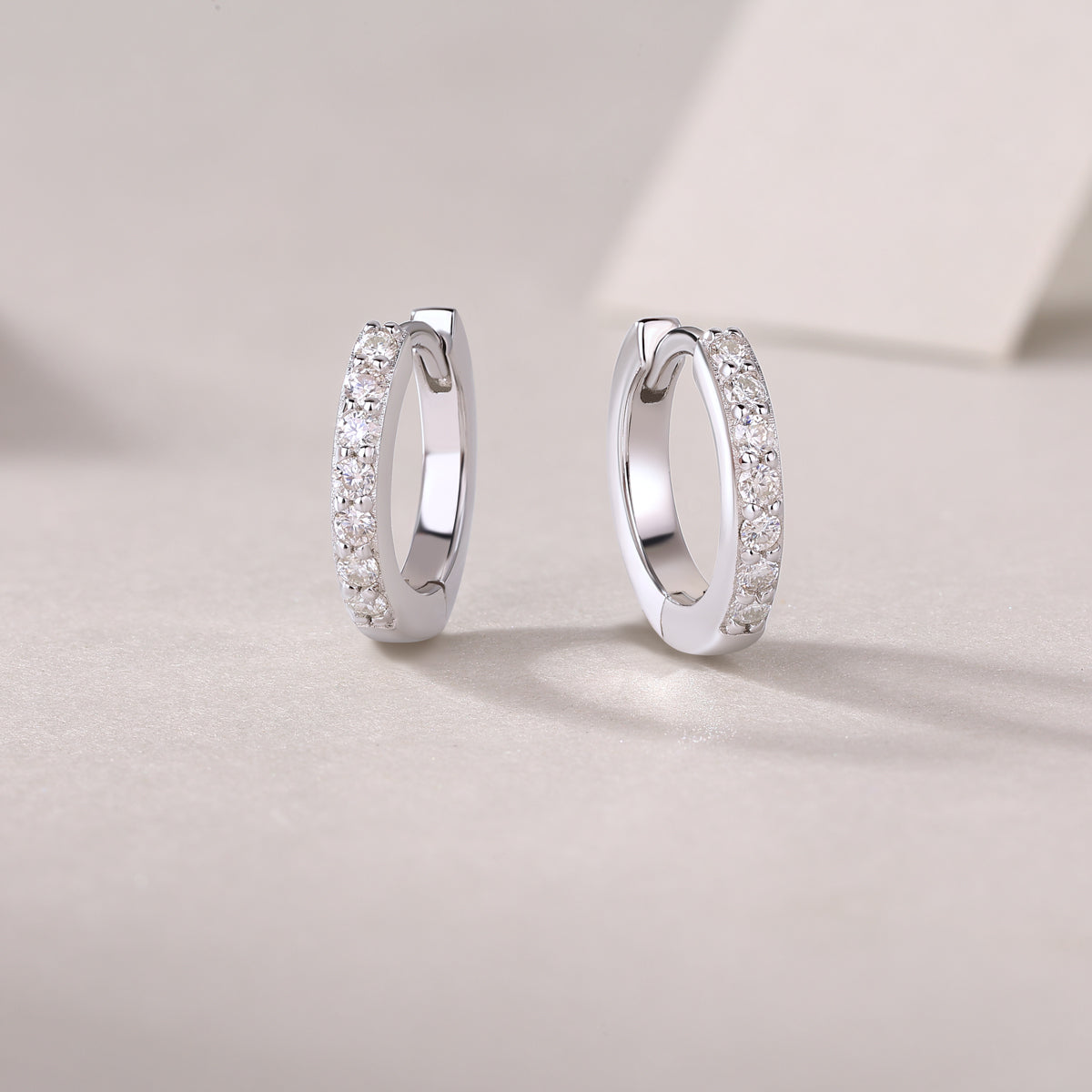 Silver-Tone Pavé Small Hoop Earrings - View 3 - Smonu