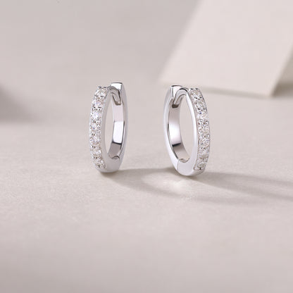 Silver-Tone Pavé Small Hoop Earrings - View 3 - Smonu
