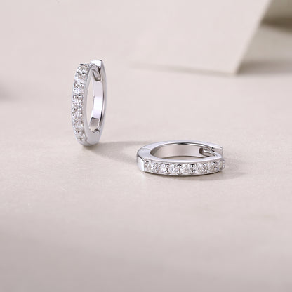 Silver-Tone Pavé Small Hoop Earrings - View 4 - Smonu