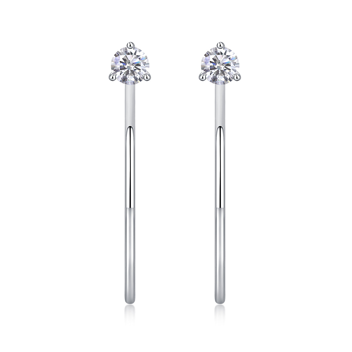 Silver-Tone Round Stud Earrings - View 1 - Smonu