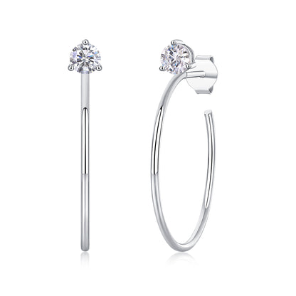 Silver-Tone Round Stud Earrings - View 2 - Smonu