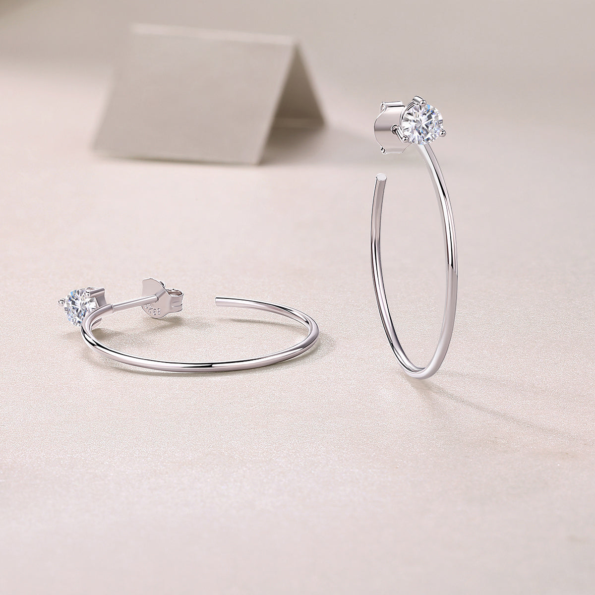Silver-Tone Round Stud Earrings - View 3 - Smonu