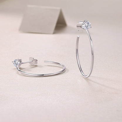 Silver-Tone Round Stud Earrings - View 3 - Smonu