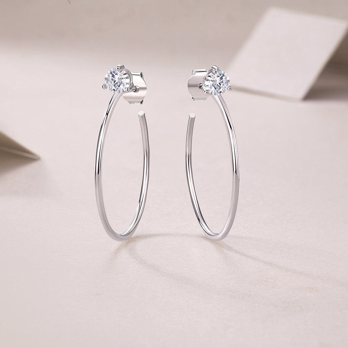 Silver-Tone Round Stud Earrings - View 4 - Smonu