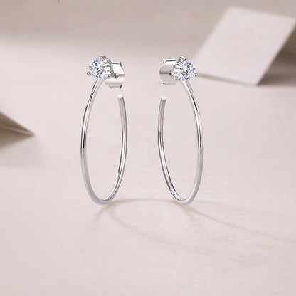 Silver-Tone Round Stud Earrings - View 4 - Smonu