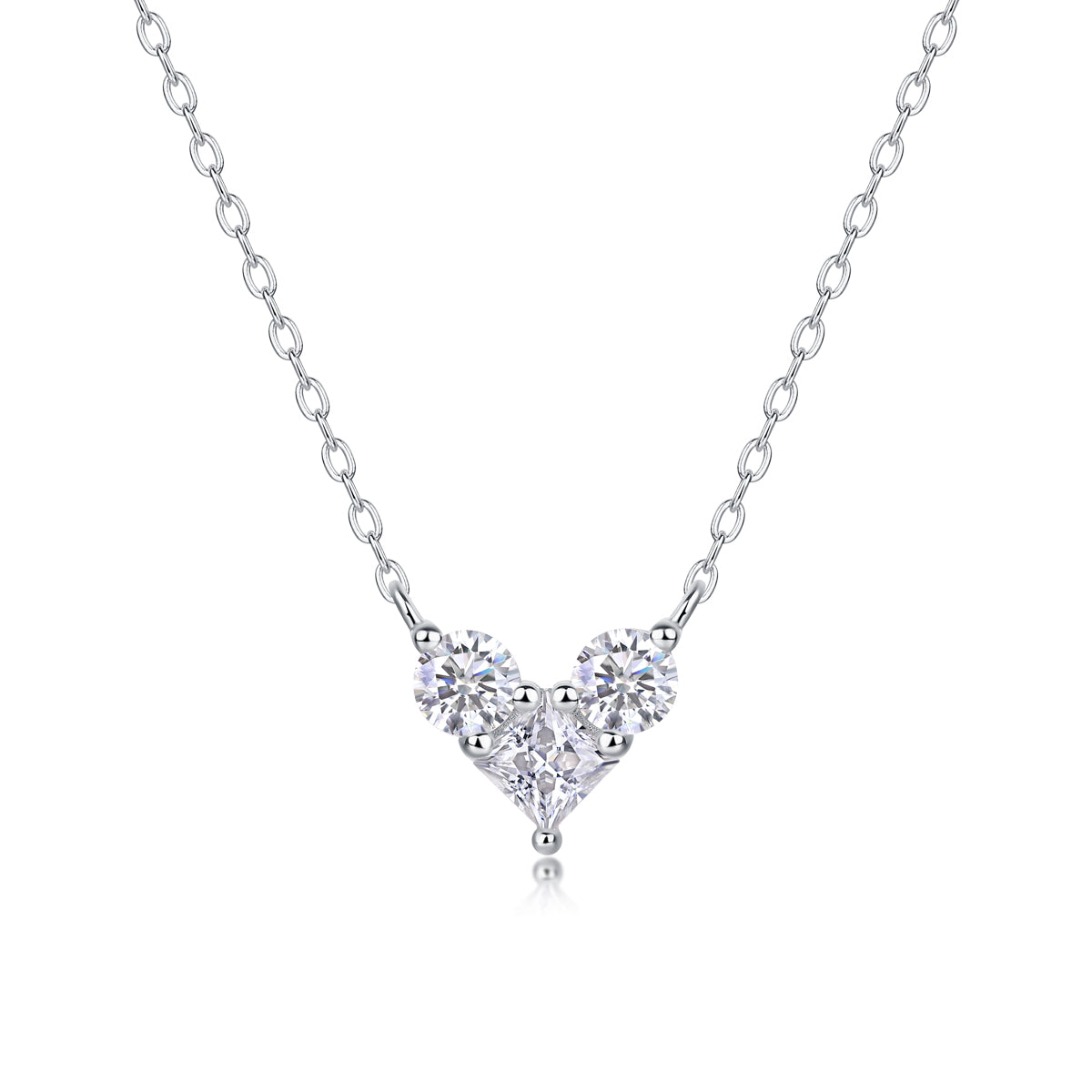 Silver-Tone Heart Pendant Necklace - View 3 - Smonu
