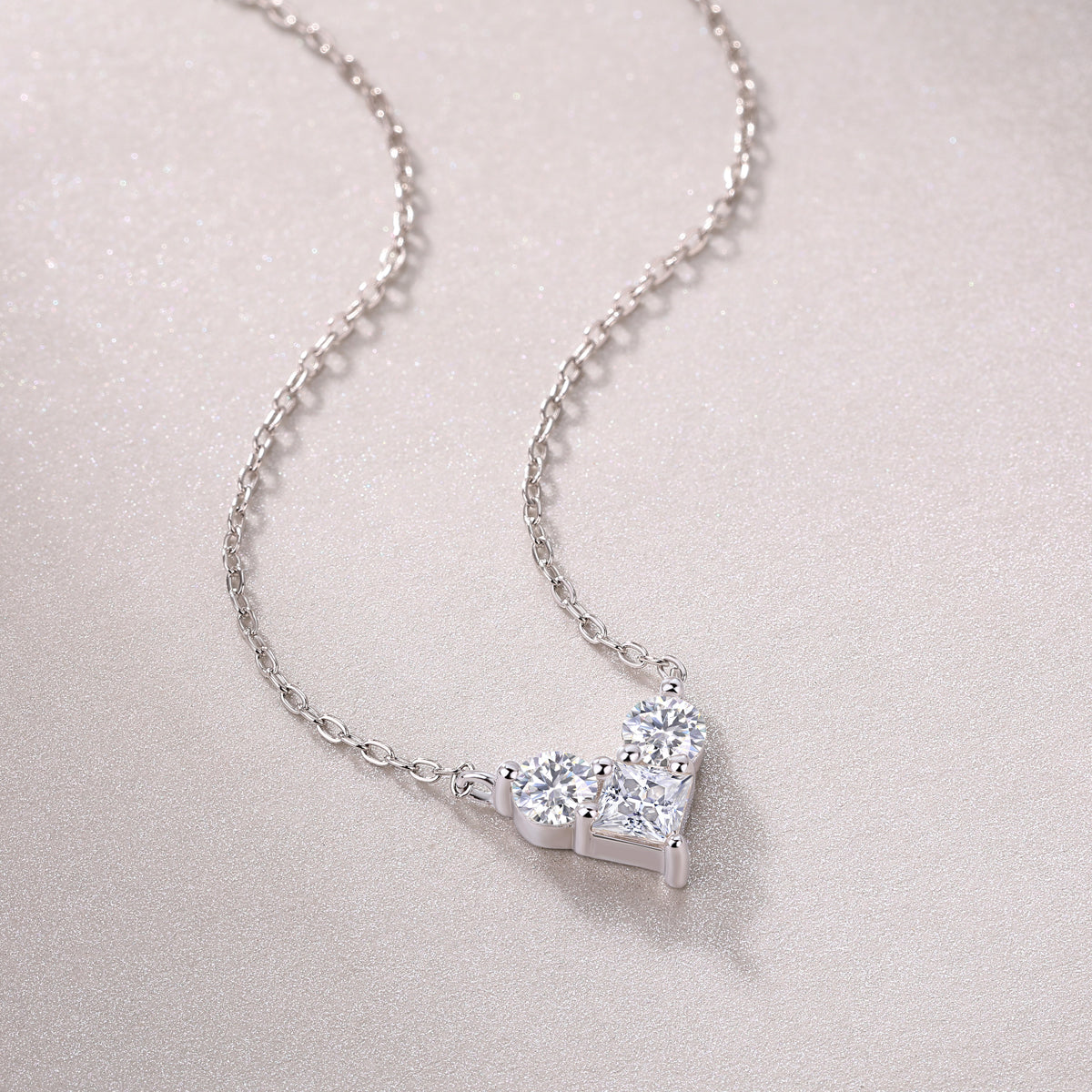 Silver-Tone Heart Pendant Necklace - View 5 - Smonu