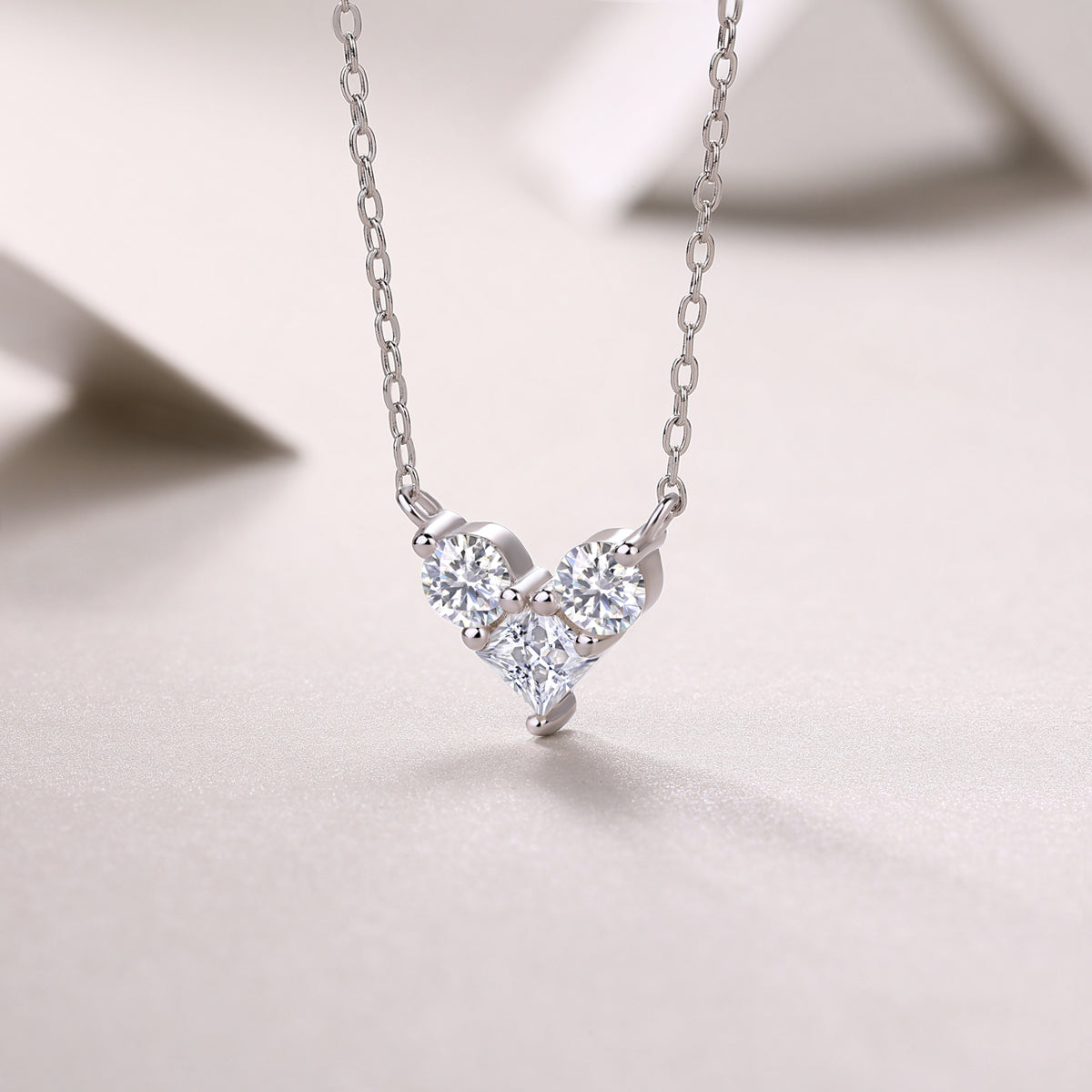 Silver-Tone Heart Pendant Necklace - View 6 - Smonu