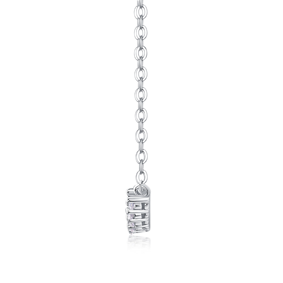 Silver-Tone Curved Bar Necklace with Clear Stones - View 4 - Smonu