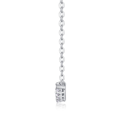 Silver-Tone Curved Bar Necklace with Clear Stones - View 4 - Smonu