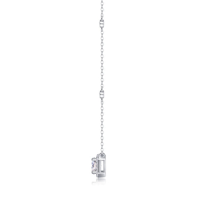 Silver-Tone Princess Cut Pendant Necklace - View 4 - Smonu