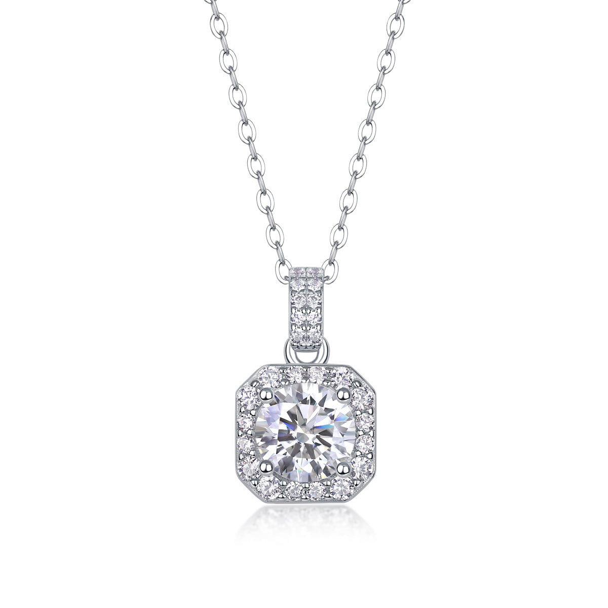 Silver-Tone Solitaire Stone Necklace - View 5 - Smonu