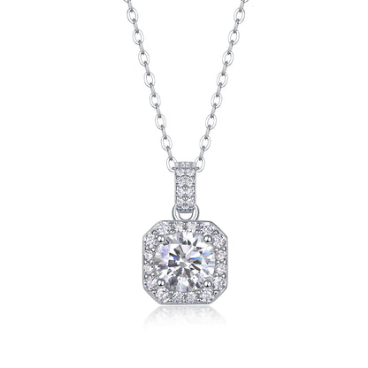 Silver-Tone Solitaire Stone Necklace - View 5 - Smonu