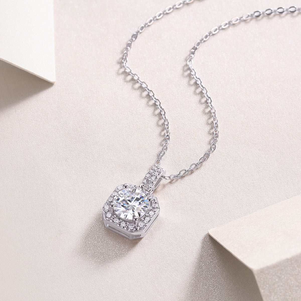 Silver-Tone Solitaire Stone Necklace - View 7 - Smonu