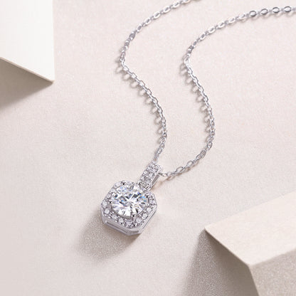 Silver-Tone Solitaire Stone Necklace - View 7 - Smonu