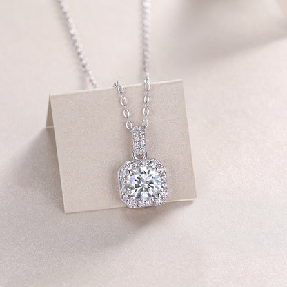 Silver-Tone Solitaire Stone Necklace - View 8 - Smonu