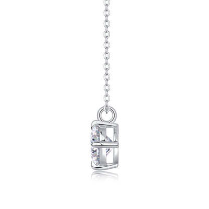 Silver-Tone Minimalist Necklace with Clear Round Stone - View 3 - Smonu