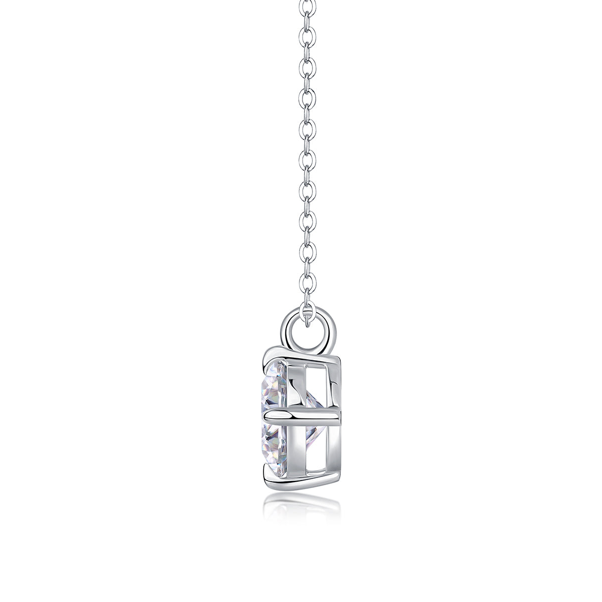 Silver-Tone Minimalist Necklace with Clear Round Stone - View 4 - Smonu