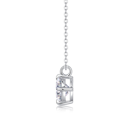 Silver-Tone Minimalist Necklace with Clear Round Stone - View 4 - Smonu