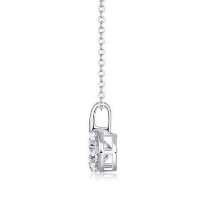 Silver-Tone Round Stone Solitaire Necklace - View 6 - Smonu