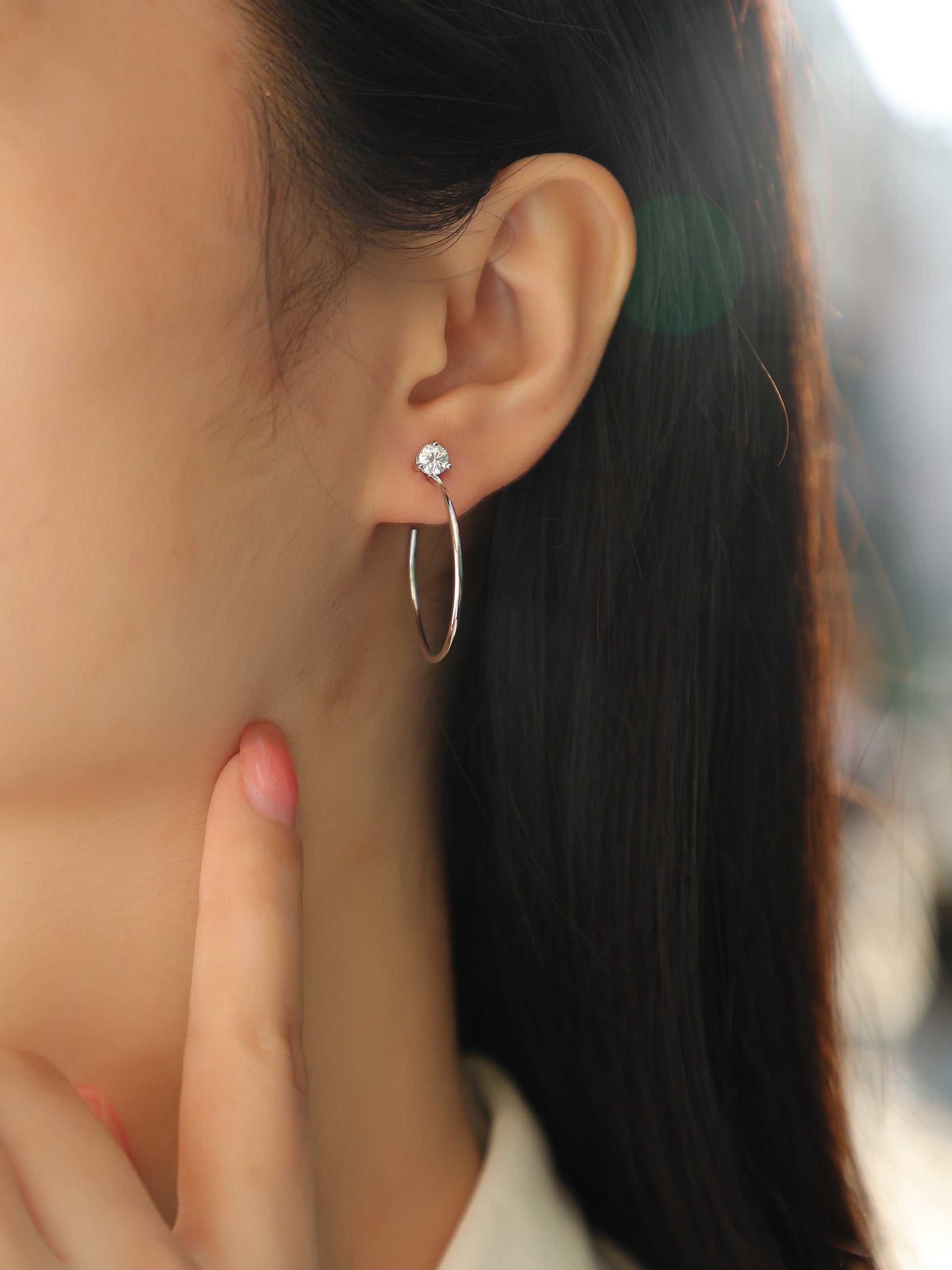Silver-Tone Round Stud Earrings - View 5 - Smonu