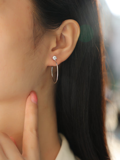 Silver-Tone Round Stud Earrings - View 5 - Smonu
