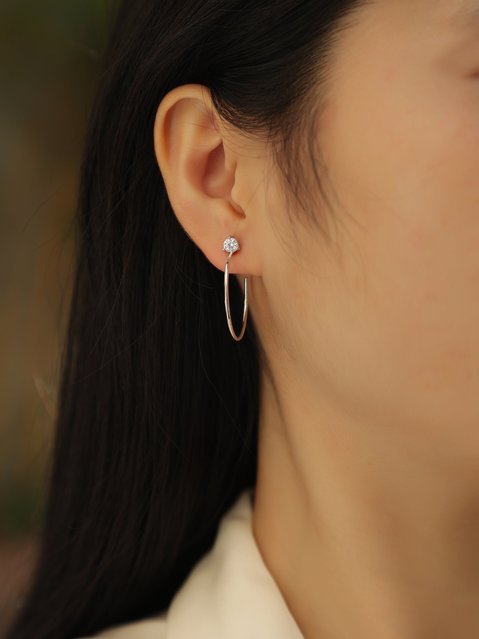 Silver-Tone Round Stud Earrings - View 6 - Smonu