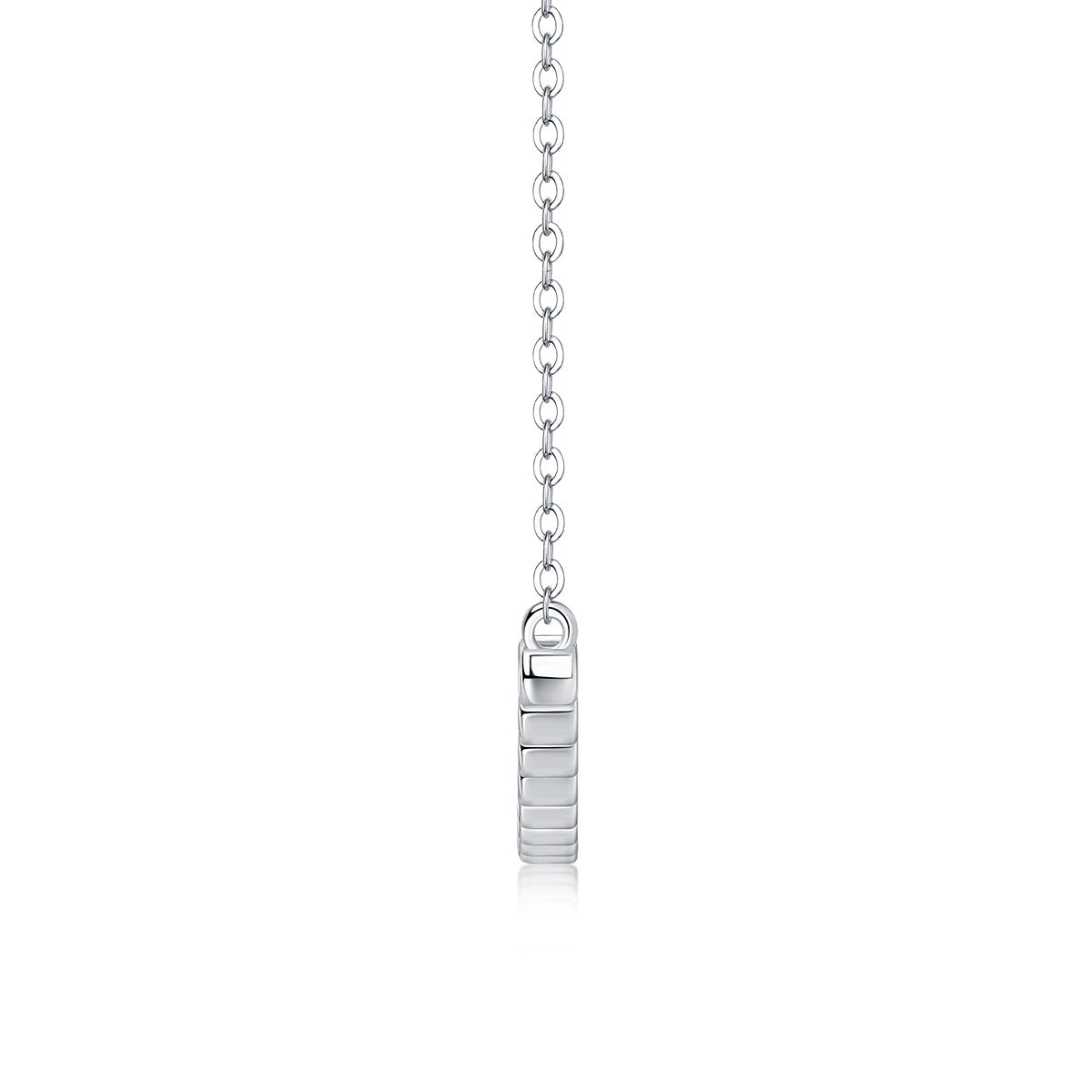 Silver-Tone Bezel Set Round Stone Necklace - View 6 - Smonu