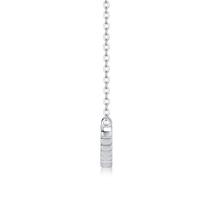 Silver-Tone Bezel Set Round Stone Necklace - View 6 - Smonu