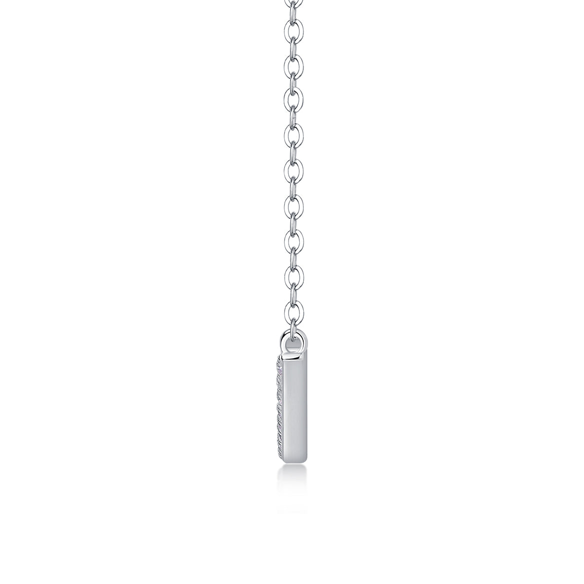 Silver-Tone Curved Bar Necklace with Clear Stones - View 6 - Smonu