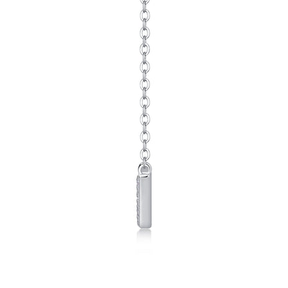 Silver-Tone Curved Bar Necklace with Clear Stones - View 6 - Smonu