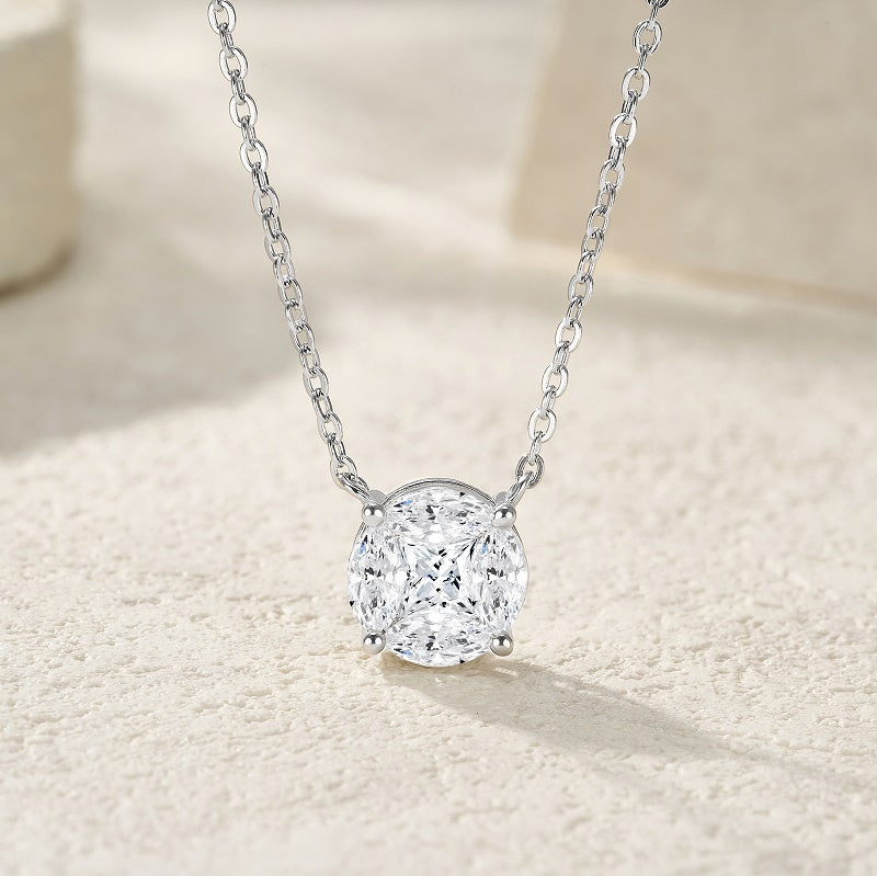 Silver-Tone Minimalist Necklace with Round Pendant - View 13 - Smonu